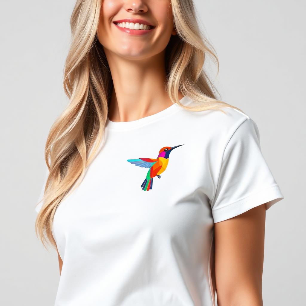 Colibri Print T-shirt – model draagt het shirt